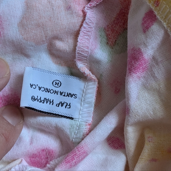 Flap Happy  6-12m UPF 50 Floppy Hat White Pink Orange Florals Tie Strings Medium - Picture 5 of 6